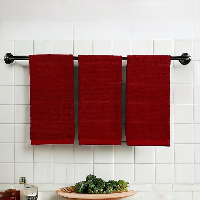 Dark Red Brick Kitchen Hand Dish Towels, 100% Cotton - Image 9