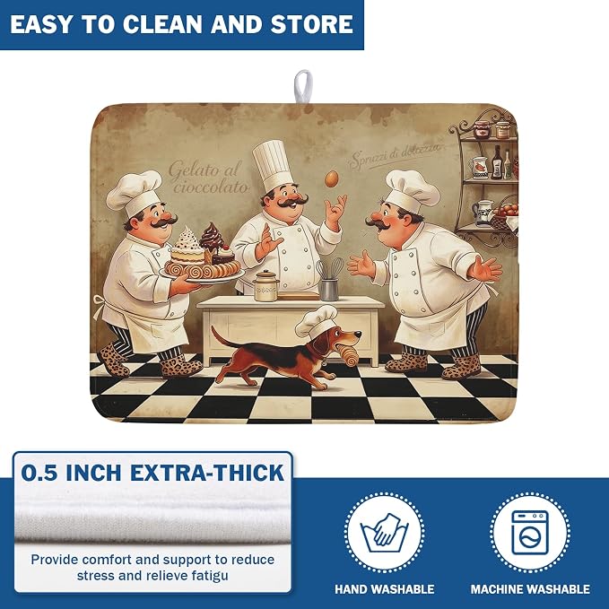 Fat Chef Dish Drying Mat For Kitchen Counter 18x24 Inch Microfiber Absorbent - Image 5