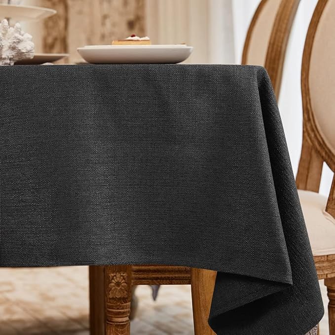 BALCONY & FALCON Square Tablecloth - Small Waterproof Table Cloth, Wrinkle Resistant Table Cover Linen Fabric Tablecloths for Dining Kitchen Wedding and Outdoor Decoration (Black, 47"x47")