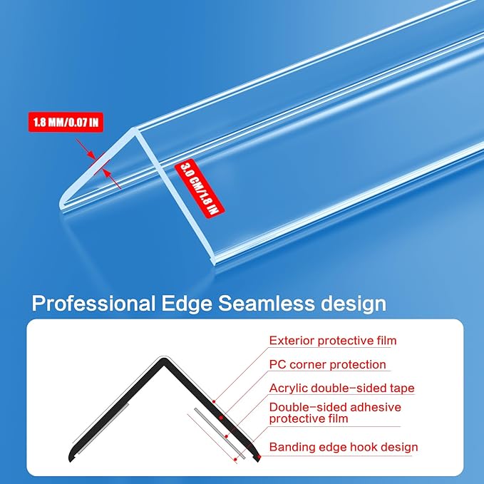 6PCS Clear Self-Adhesive Wall Corner Protectors，Corner Guards & Edge Protector for Wall Door Frame Cabinet Baseboard & Door, Table, Stair (57.8" X 1.18")