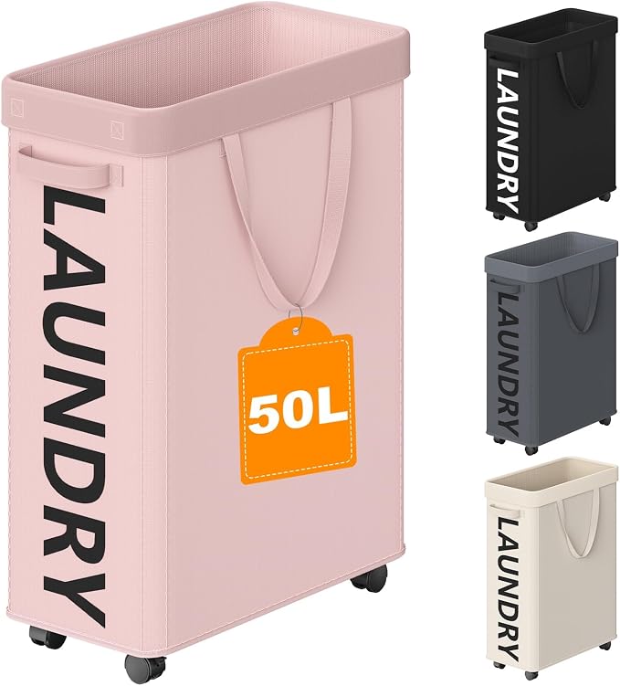 Optish 50L Slim Rolling Laundry Basket by Optish