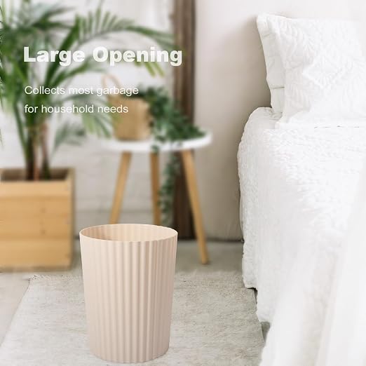 Small Bathroom Trash Can Plastic Wastebasket Garbage Can Beige 2 Pack | Sturdy - Image 3