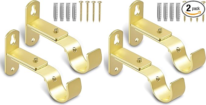 Adjustable Curtain Rod Brackets, Metal Window Drapery Rod Hanger Holders Hooks by AMZSEVEN