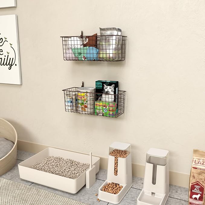 Kinlink 2 Sets Brown Extra Large Hanging Wall Basket - Image 6