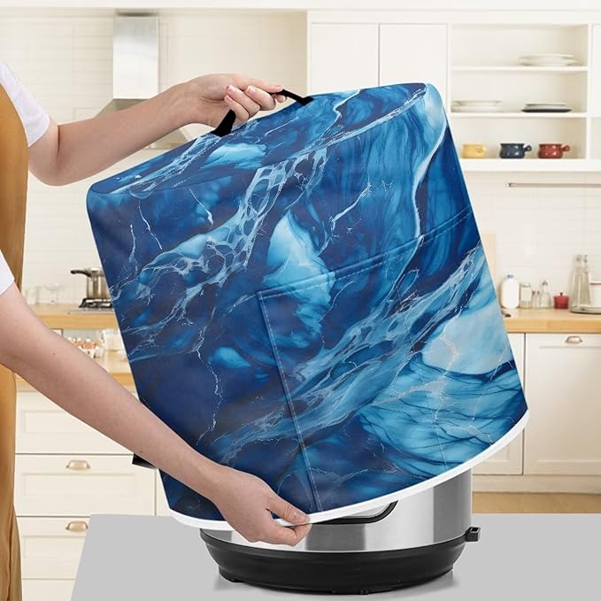 Small Appliance Covers, Dust Cover for 3 Quart Air Fryer & Pressure Cooker Kitchen Appliance Accessories, Pressure Cooker Air Fryer Rice Cooker Dust Cover, Marble Blue