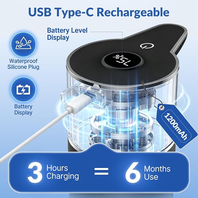Automatic Liquid Soap Dispenser Touchless, 6-Level Adjustable, USB Rechargeable - Image 6