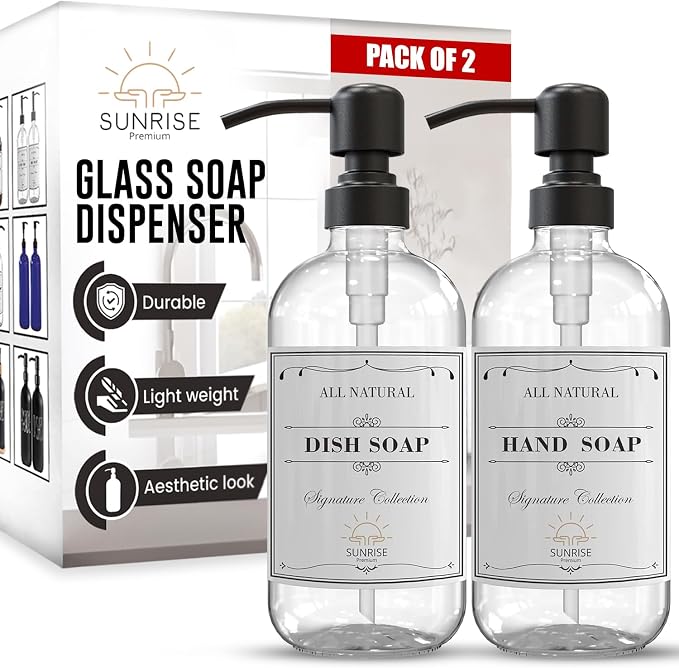 Sunrise Premium Clear Glass Soap Dispenser by SunrisePremium