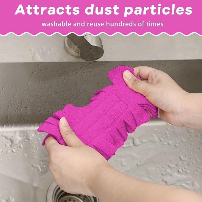 Zubebe 6 Pcs Reusable Duster Refills Fleece, Peach Red | Soft Polyester Fiber - Image 3