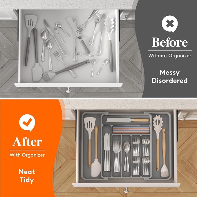 Lifewit Expandable Silverware Drawer Organizer, Kitchen Utensil Tray | BPA-free - Image 8