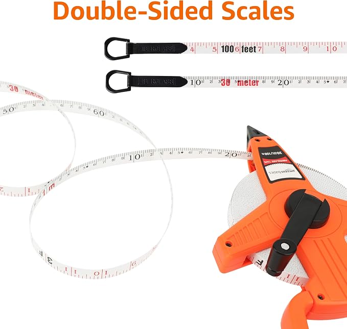 Amazon Basics Open Reel Fiberglass Measuring Tape, Shock-Absorbing Handle - Image 3