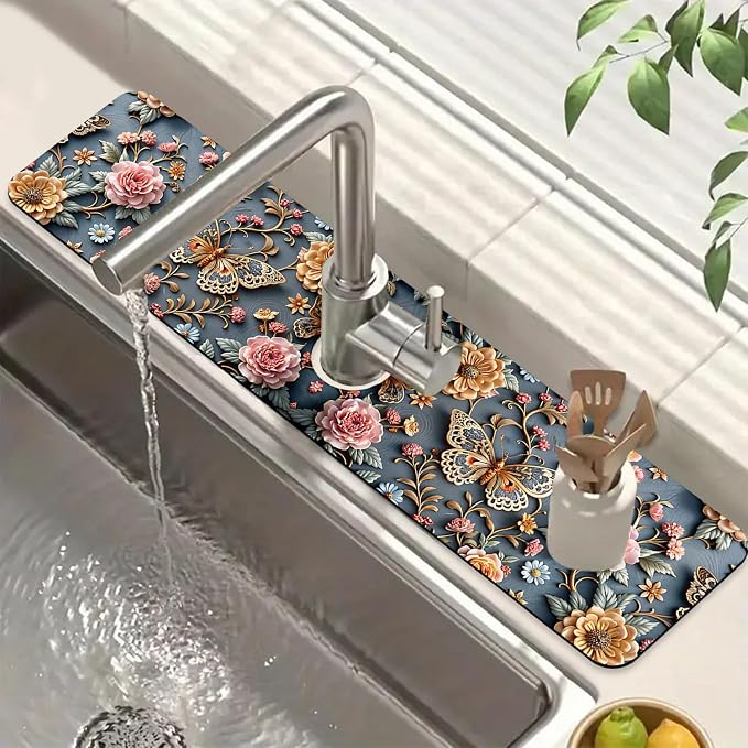 Faucet Mat for Kitchen Sink Absorbent Splash Guard Bathroom 23.5"X5.5" by Unknown
