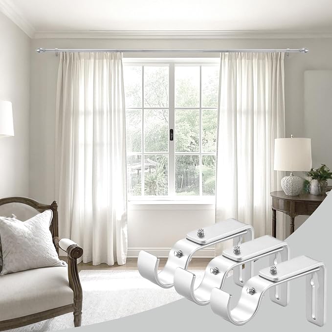 LLPJS Curtain Rod Bracket Adjustable, Drapery Rod Holder Hooks Support Hangers - Image 5