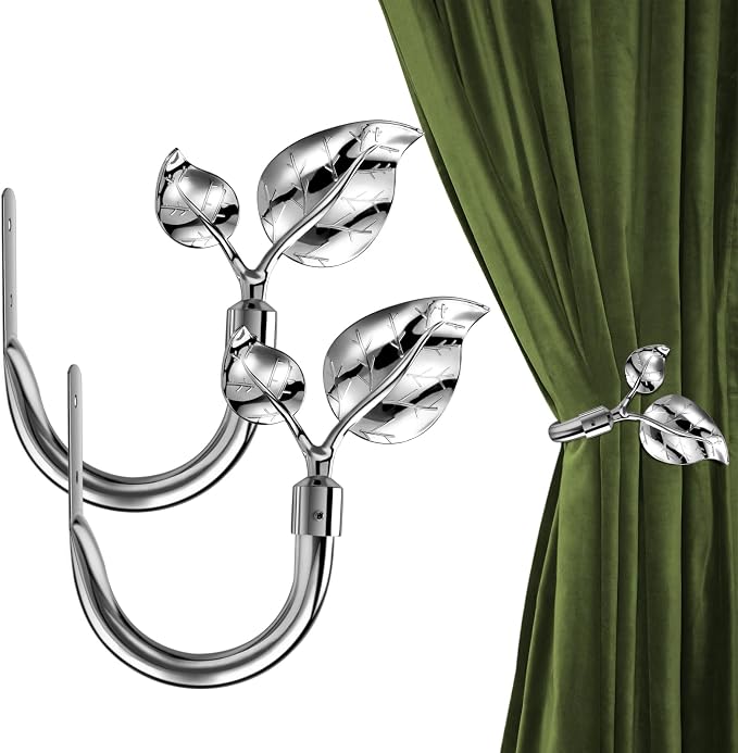 HIKMLK Leaf Shaped Curtain Tieback Holdbacks 2pcs, Handmade Metal Curtain Side by HIKMLK