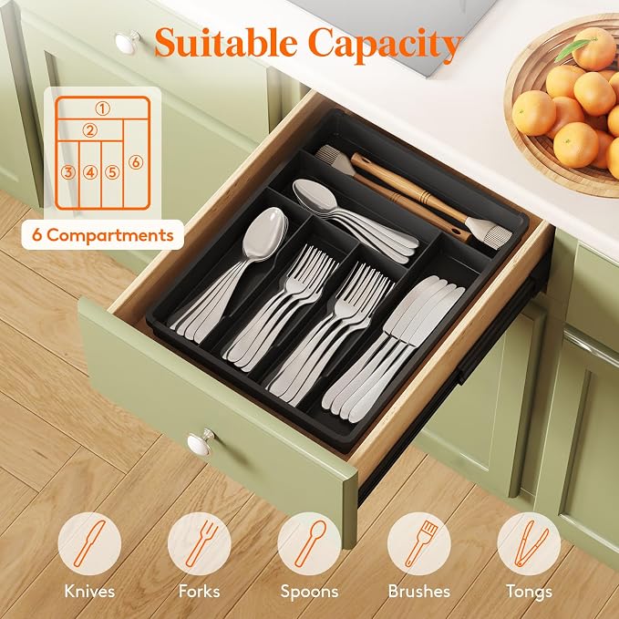 Lifewit Silverware Drawer Organizer Tray, Cutlery Storage - Image 4