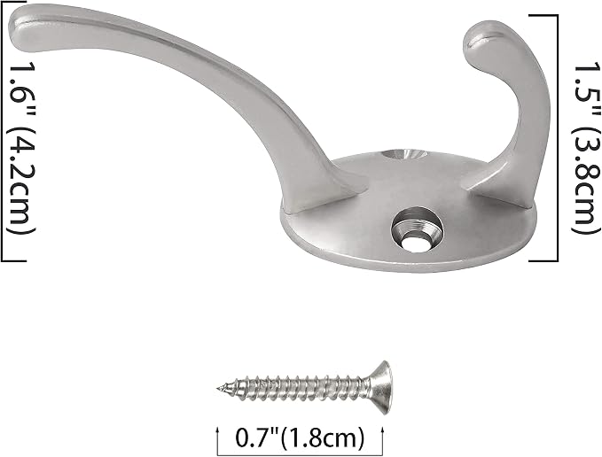 IBosins 12 Pack Silvery Double Coat Hooks Wall Mounted - Image 3