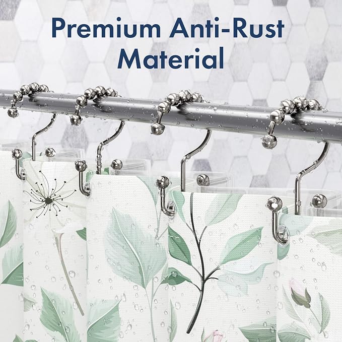 Bathway Shower Curtain Hooks Nickel Shower Curtain Rings, Metal Shower Hooks - Image 4
