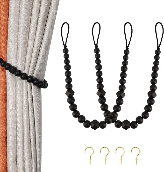 KLOGTSIND Wood Bead Curtain Tiebacks, 2 Pack Curtain Tie Backs by KLOGTSINDDirect