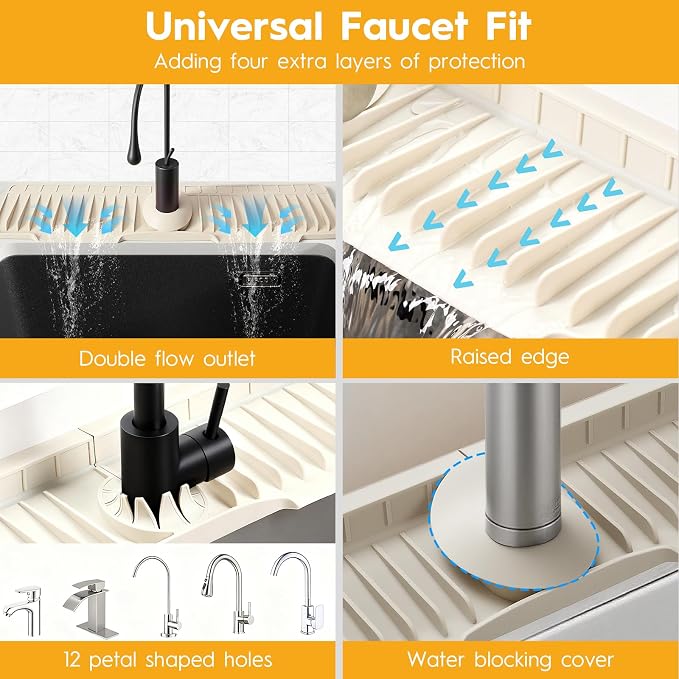 24" Silicone Faucet Mat for Kitchen Sink of The Lastest, Kitchen Sink Water - Image 7
