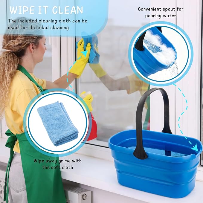 Window Squeegee Kit with 3 Gallon Collapsible Bucket, 5.5 Ft Long Handle - Image 3