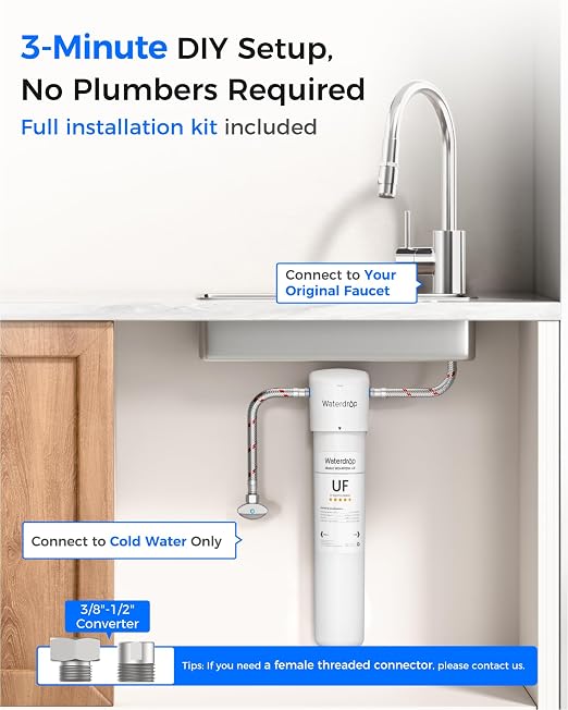 Waterdrop 15UAW-UF 0.01 μm Ultra Filtration Under Sink Water Filter System | - Image 7