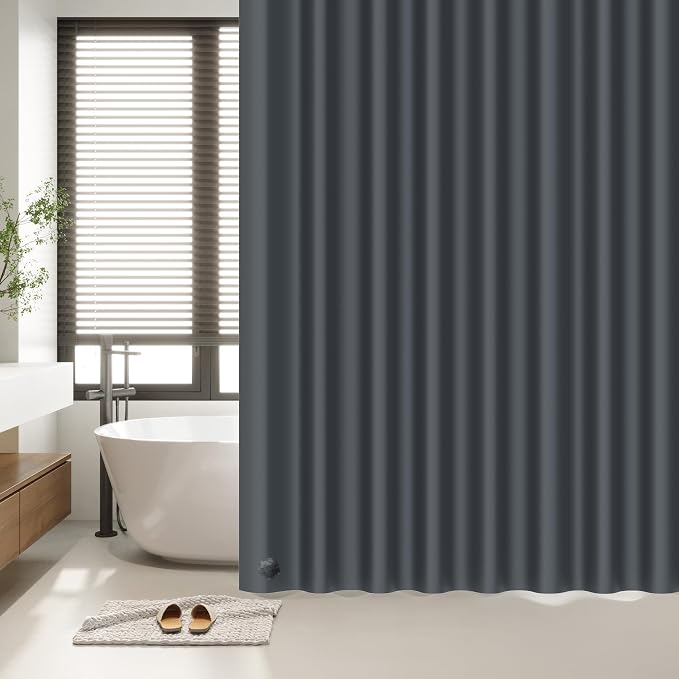EHZNZIE Dark Grey Shower Curtain Liner 72x72, PEVA Waterproof Bath Curtain - Image 8