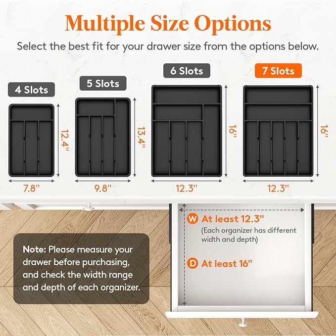 Lifewit Silverware Drawer Organizer Tray, Cutlery Storage - Image 2
