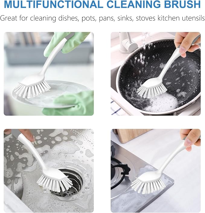 SetSail Dish Brush with Handle, 3 Pack Stiff Bristles Dish Scrubber, Non-Slip - Image 6