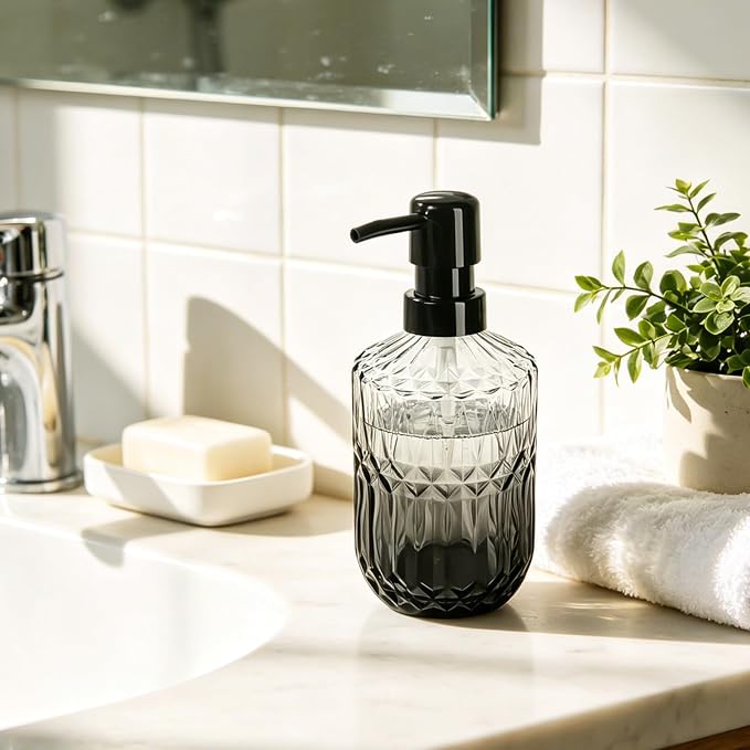 Glass Soap Dispenser with Plastic Pump, 13.5Oz Soap Dispenser - Image 6