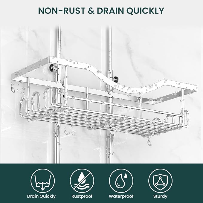 REINHARDT Adjustable Shower Caddy Hanging Over Shower Head - Image 3