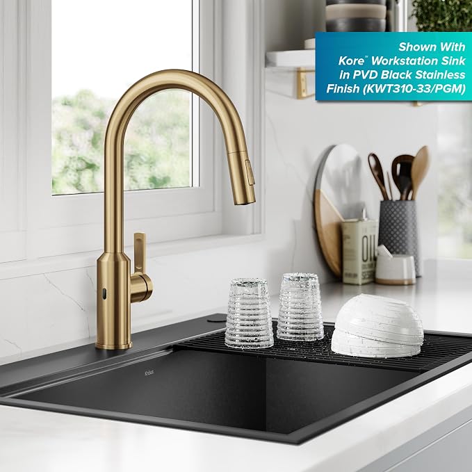 KRAUS Brushed Brass Touchless Pull Down Kitchen Faucet KSF-2830BB | - Image 6