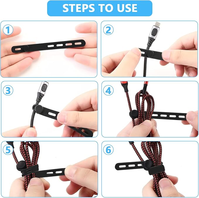 40 Pcs Black Silicone Cable Ties, Reusable Cable Straps Wire Organizer. | Cable - Image 3