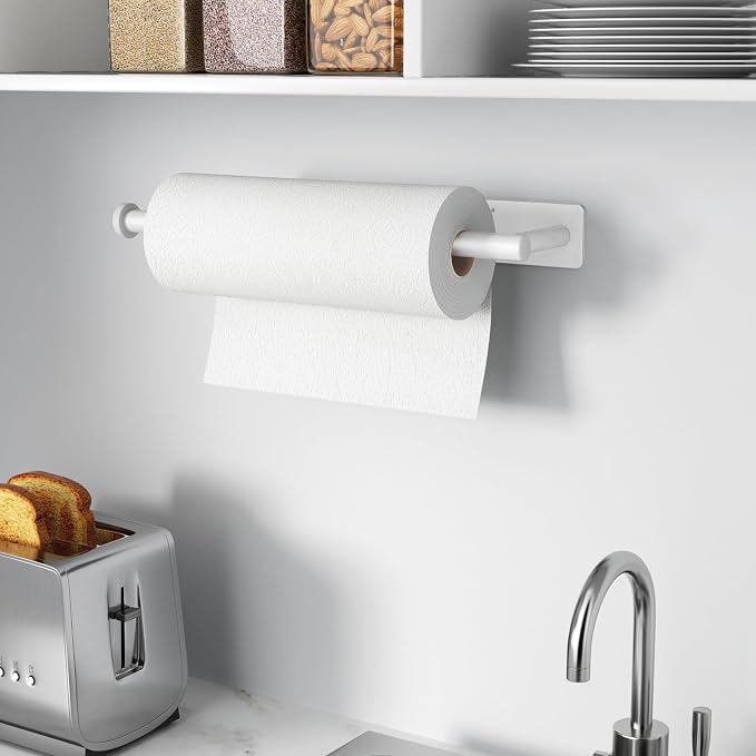 Paper Towel Holder, Self-Adhesive or Drilling， White, 1 Pack - Image 7