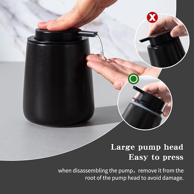 Enra Black Soap Dispenser, Modern Ceramic Hand Soap Dispenser - Image 4