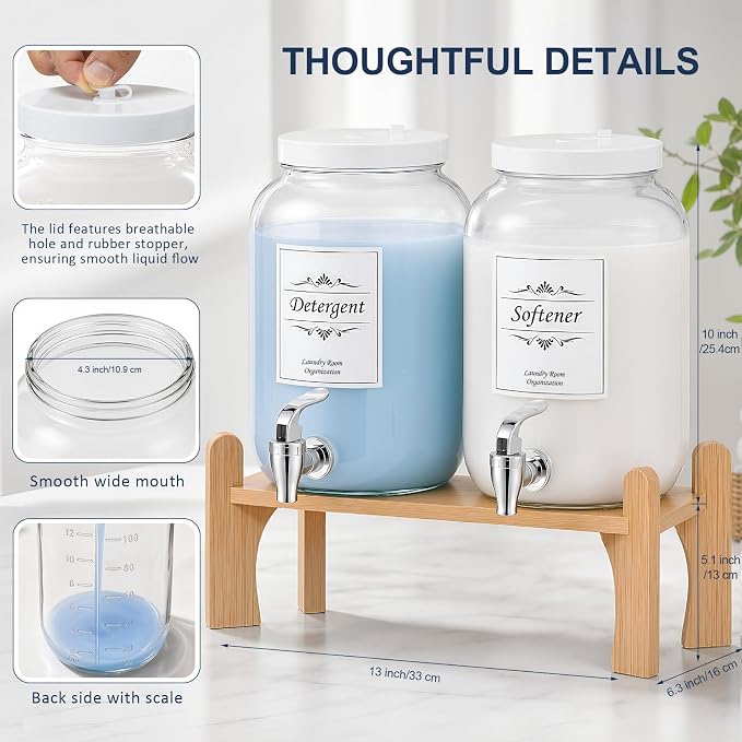 1 Gallon Glass Liquid Laundry Detergent Dispensers - Image 3