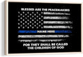 Personalized Police Poster & Framed Canvas, Blessed Are The Peacemakers Patriotic Home Office Decor, Custom Name Bedroom Living Room Aesthetic Wall Art Gift For Police Officers