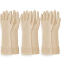 Rubber Dishwashing Gloves, Non-Slip Kitchen, Ivory Medium, 3 Pairs | Korean by QualityKitchenandHome