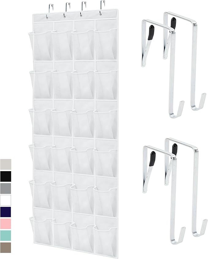 GORILLA GRIP Over the Door Shoe Organizer, 24 Large Pockets, Space Saving by Unknown