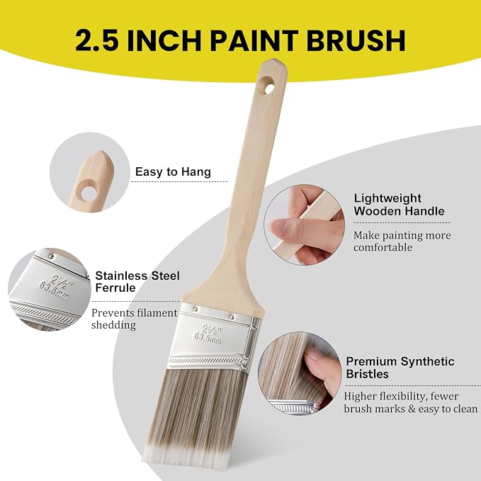 Mister Rui Angled Paint Brushes 3 Pieces Set, - Image 8
