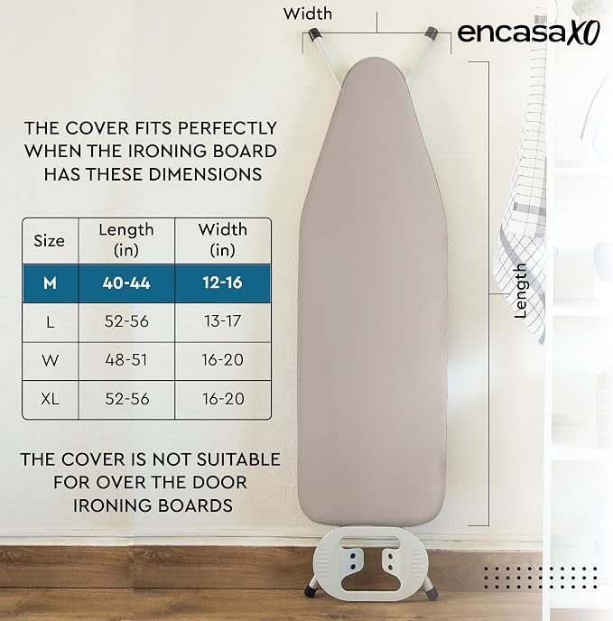 Encasa XO Ironing Board Cover and Pad, Medium 42"x14" - Image 6