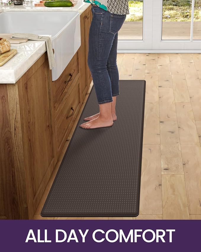 DEXI Kitchen Floor Mats Cushioned Anti Fatigue, 23x86, Large Long Standing Runner Rug Waterproof, Comfort Memory Foam Padded for Front Sink Laundry, Brown