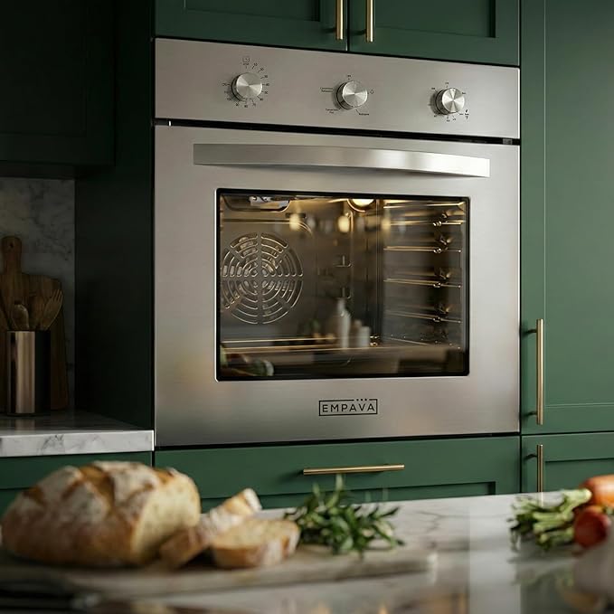 Empava 24 Inch Natural Gas Single Wall Oven in Stainless Steel, 5 Cooking Modes, Convection and Rotisserie Function, 2.3 Cu.ft, 13600 Btu/h