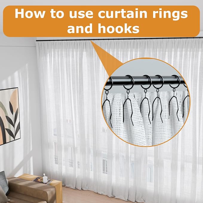 100 Pack Black Metal Curtain Hooks Pin-On Drapery Hooks, Suitable - Image 5