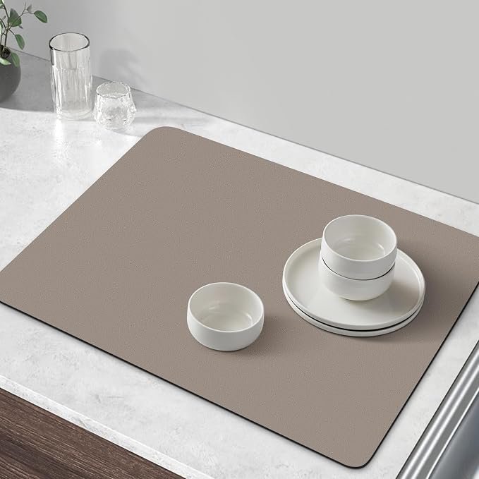 Coffee Mat Super Absorbent Dish Drying Mat Coffee Bar Mat 18"x 32", Khaki | - Image 6