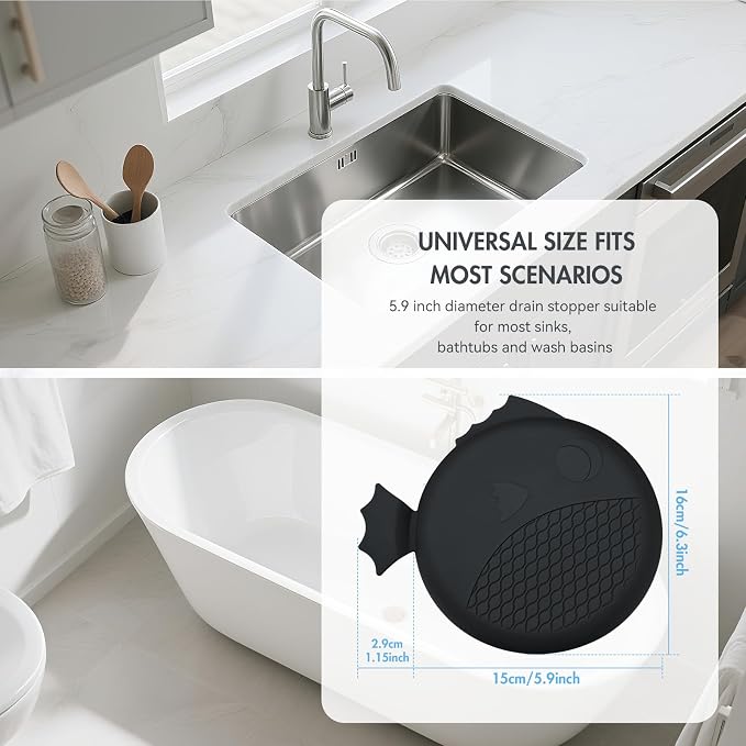 TRAPMATE Tub Stopper Bathtub Drain, Patented 5.9" Silicone Drain Plug Cover - Image 3