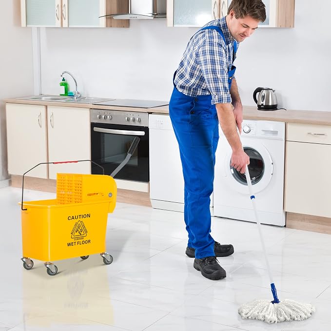 HOMCOM Compact Mop Bucket with Wringer on Wheels - Image 2