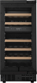 KoolMore Reserve 15 in. Under-Counter Panel Ready Dual Zone Built-in Wine Cooler with 23 Bottle Capacity and Wooden Shelves in Black, ETL Listed (KM-CW28DZ-WPR)
