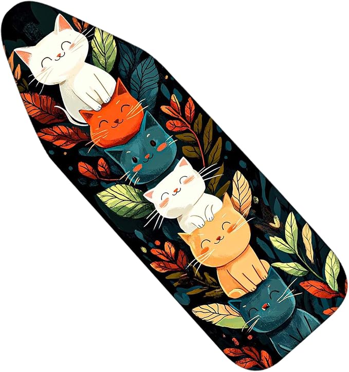 Nuxovilar Stacked Cats Leaves Ironing Board Cover 15x54 Polyester by Nuxovilar