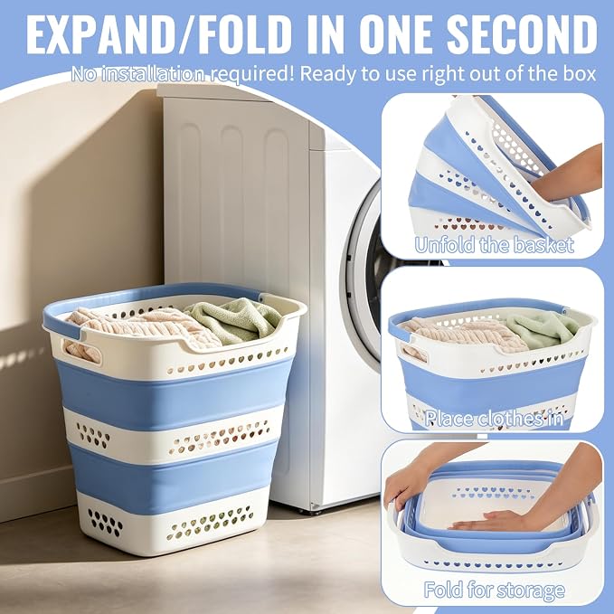 2 Pcs Collapsible Laundry Baskets - Image 4