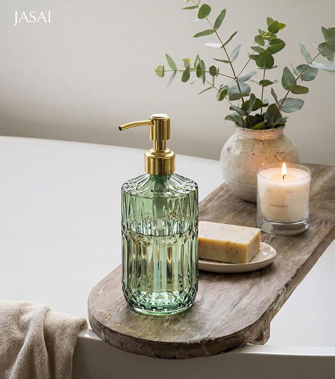 JASAI 2Pack 18Oz Green Glass Soap Dispenser - Image 7