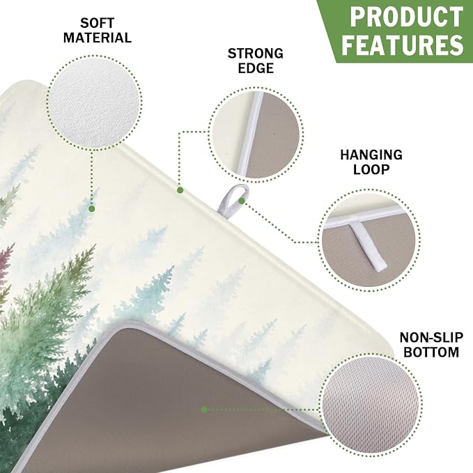 Giwawa Pine Tree Dish Drying Mat Natural Forest Fog Microfiber Dishes Pad 16x18 - Image 3